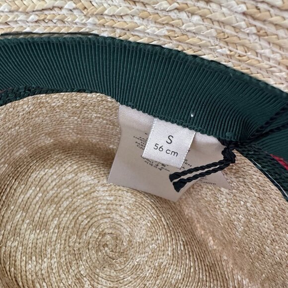 NWT 100% Authentic Gucci Beige Web Sherry Line Straw Hat Size S - Picture 11 of 12